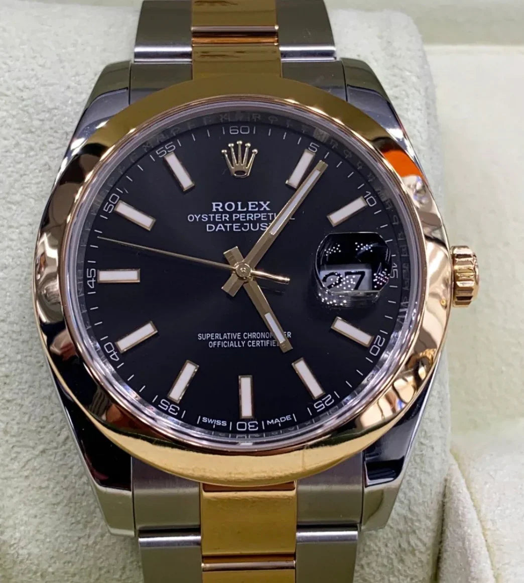 ROLEX DATEJUST NOIR ET OR 