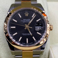 ROLEX DATEJUST NOIR ET OR 