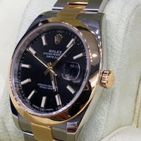 ROLEX DATEJUST NOIR ET OR 