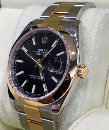 ROLEX DATEJUST NOIR ET OR 