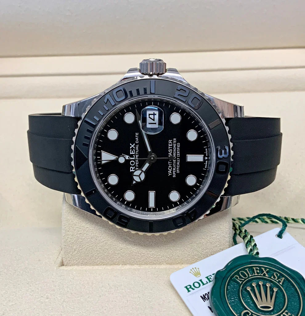 Cadran noir oysterflex Yacht-Master 42 mm en or blanc