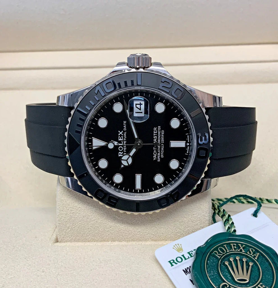 Yacht-Master 42mm White Gold oysterflex black dial