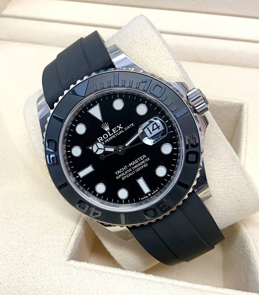 Cadran noir oysterflex Yacht-Master 42 mm en or blanc